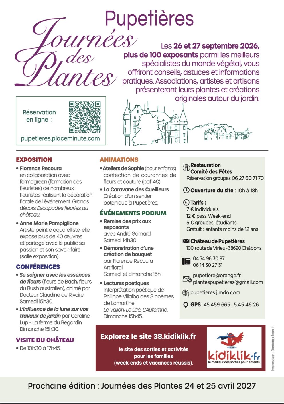Journées des plantes au château de Pupetières — programme